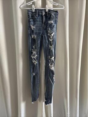 American Eagle Jeggings Women’s 0 Skinny High Rise Ripped